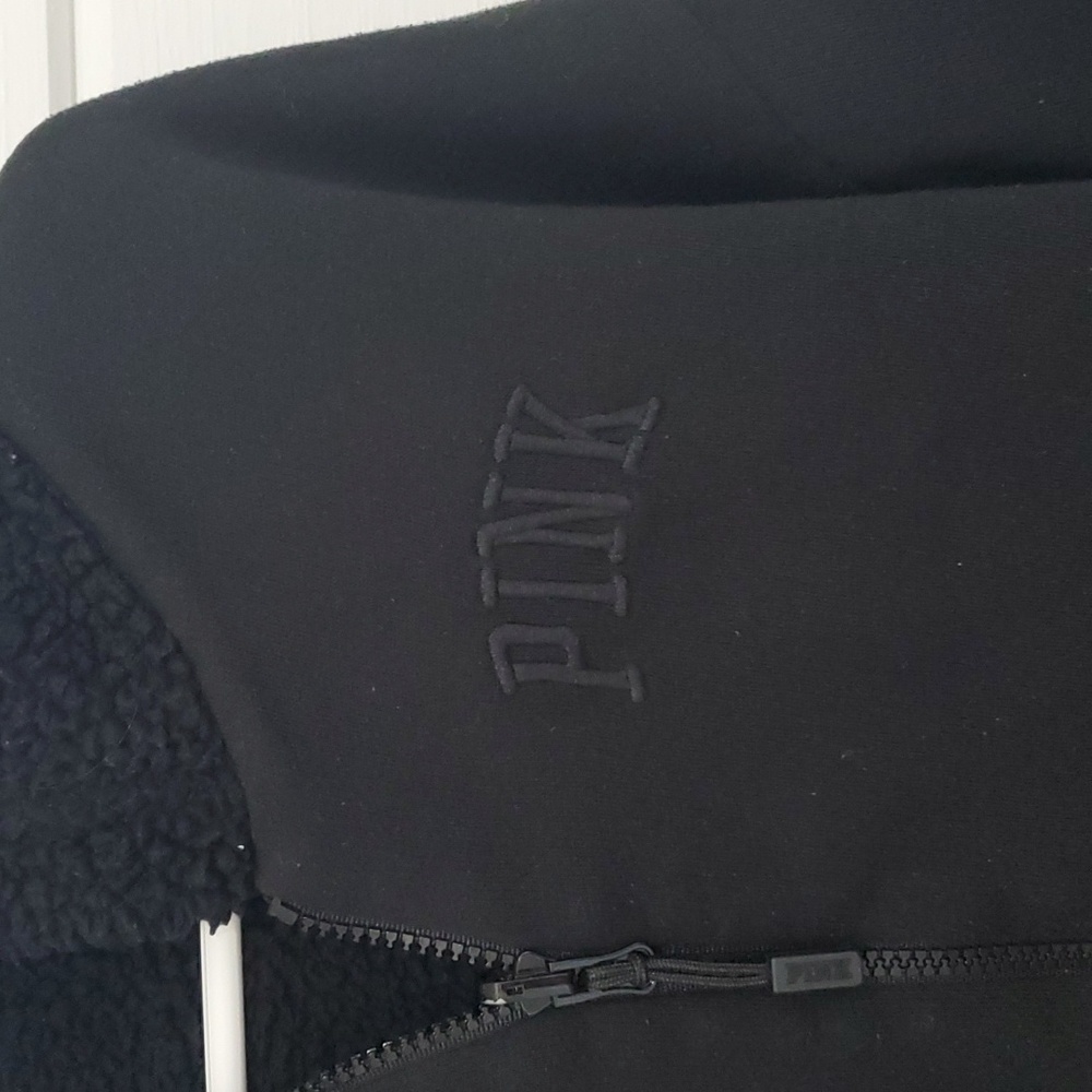 Pink zip up sherpa reversible sweatshirt
